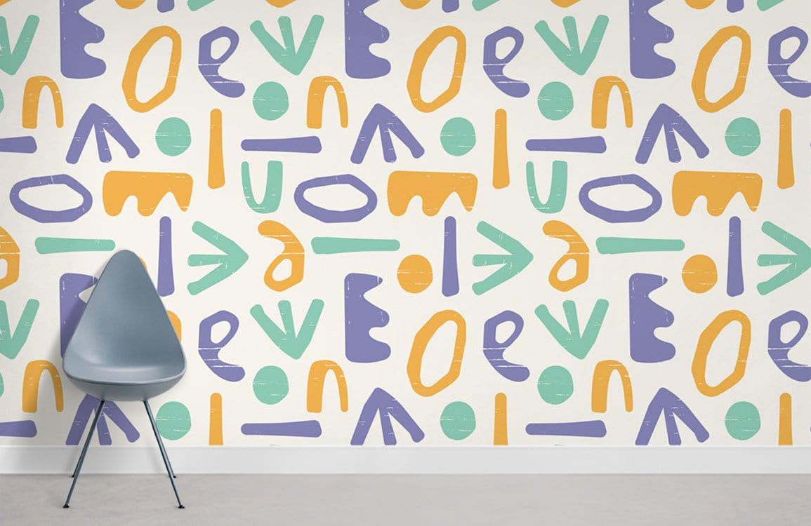Letters Pattern Wallpaper Mural Room