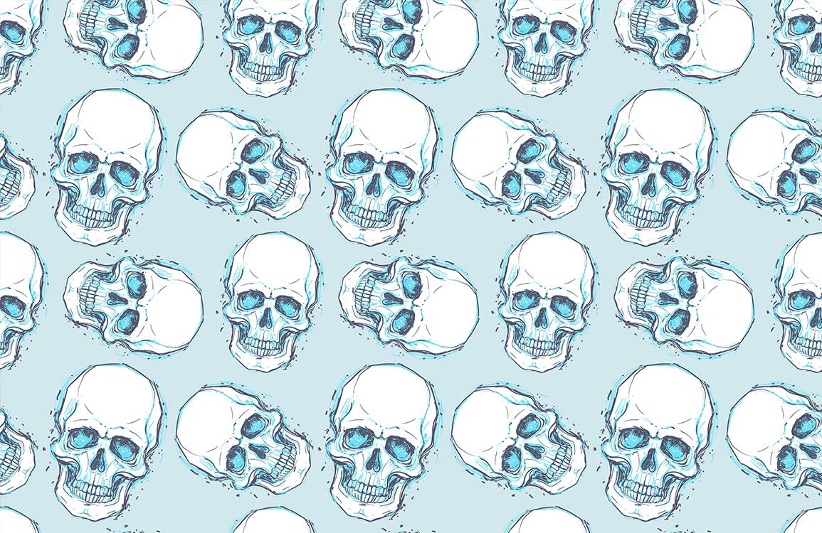 Blue Skeleton Wallpaper Mural