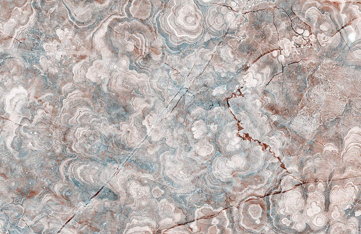 Elegant Marbled Cloudy Texture Blue and Brown Mural Wallpaper Design