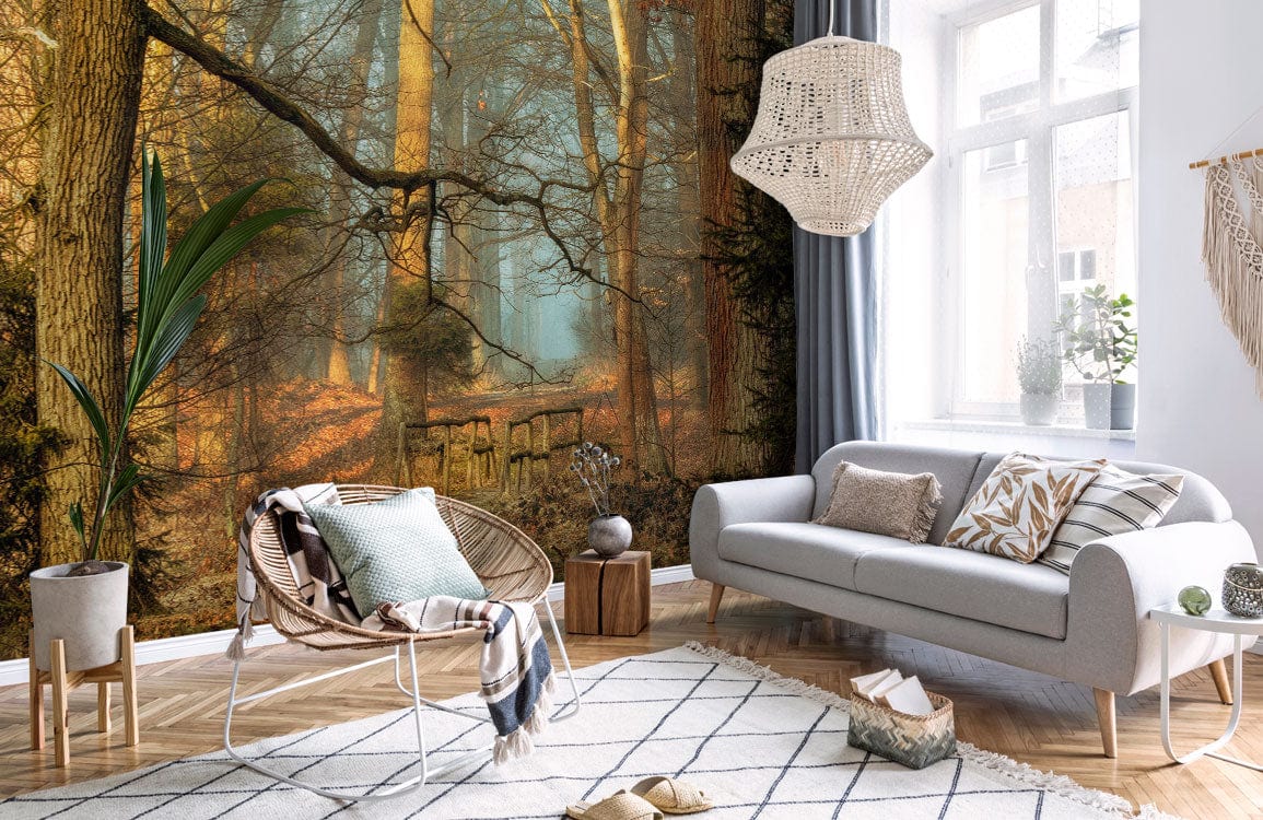 brown forest landscape wallpaper mural living room decor