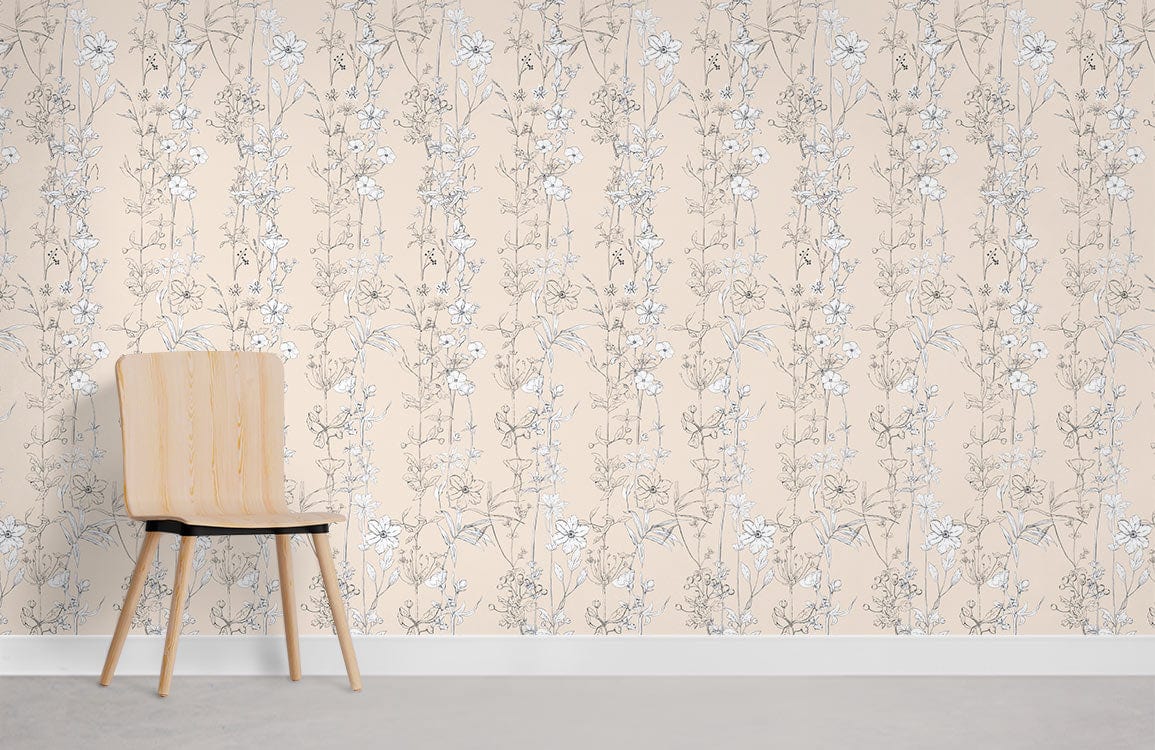 Line Draw Plant Wallpaper Mural Room