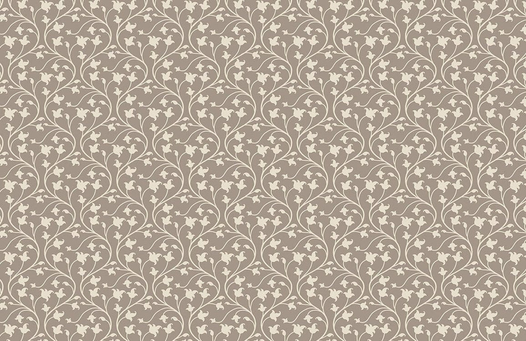 Elegant Taupe Floral Vine Pattern Wallpaper - Vintage Style Home Décor