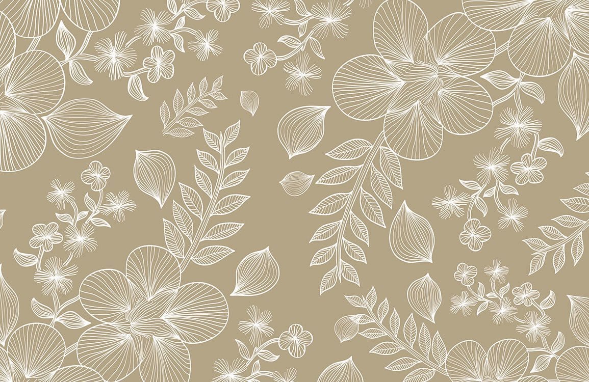 Beige Botanical Elegance Floral Pattern Wallpaper - Chic Interior Design Decor