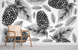 Linedrawn Mulberry Wallpaper Mural