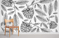 Linedrawn Raspberry Wallpaper Mural