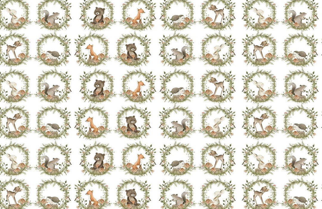 Charming Woodland Creatures Kids' Wallpaper in Soft Earthy Tones, Nature Style