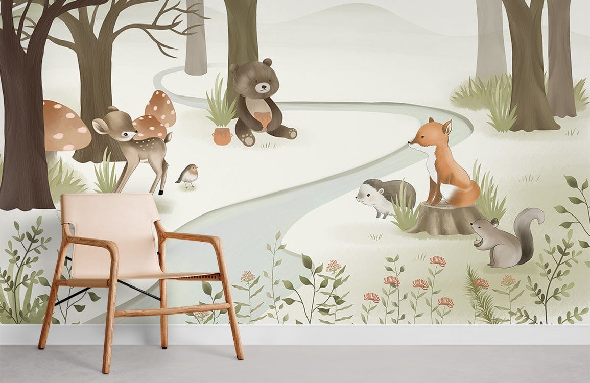 Animals Meeting Wallpaper Mural Room