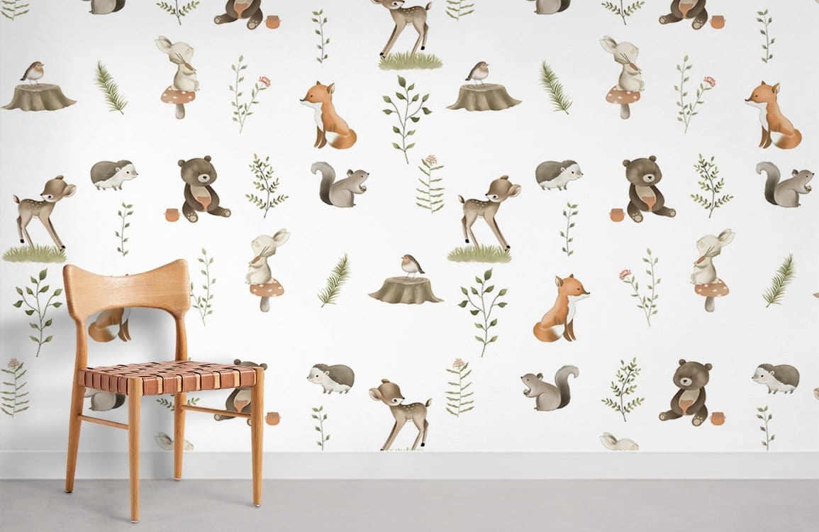 Little Animals Wallpaper Mural Room
