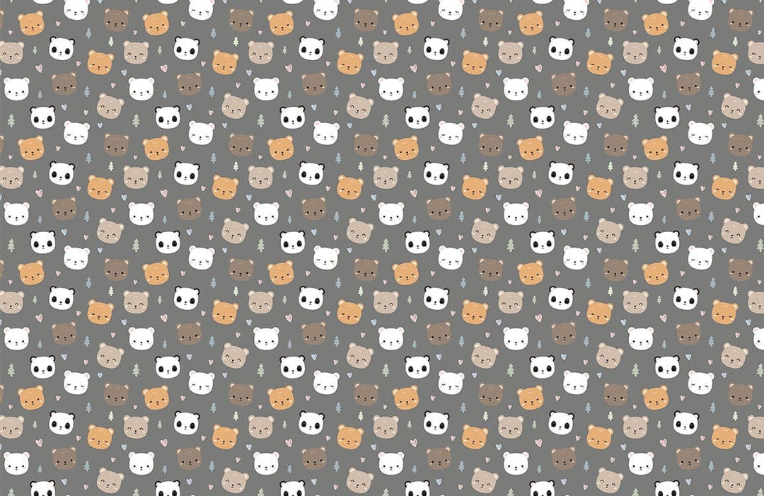 Charming Cat Faces Grey and Brown Patterned Children's Nursery Wallpaper