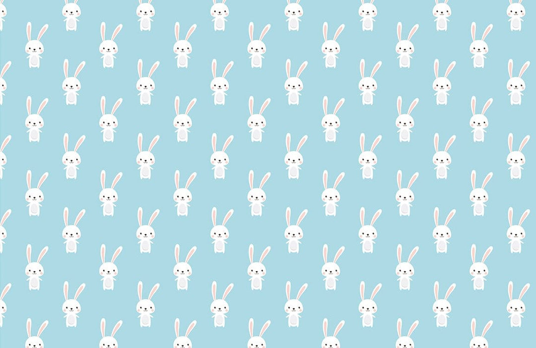 Charming Pastel Blue Bunny Pattern Wallpaper for Kids' Room Decor