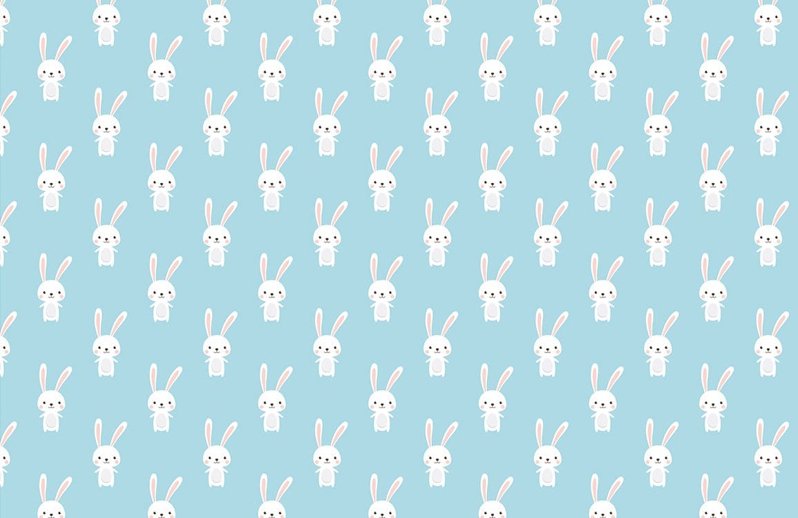 Charming Pastel Blue Bunny Pattern Wallpaper for Kids' Room Decor