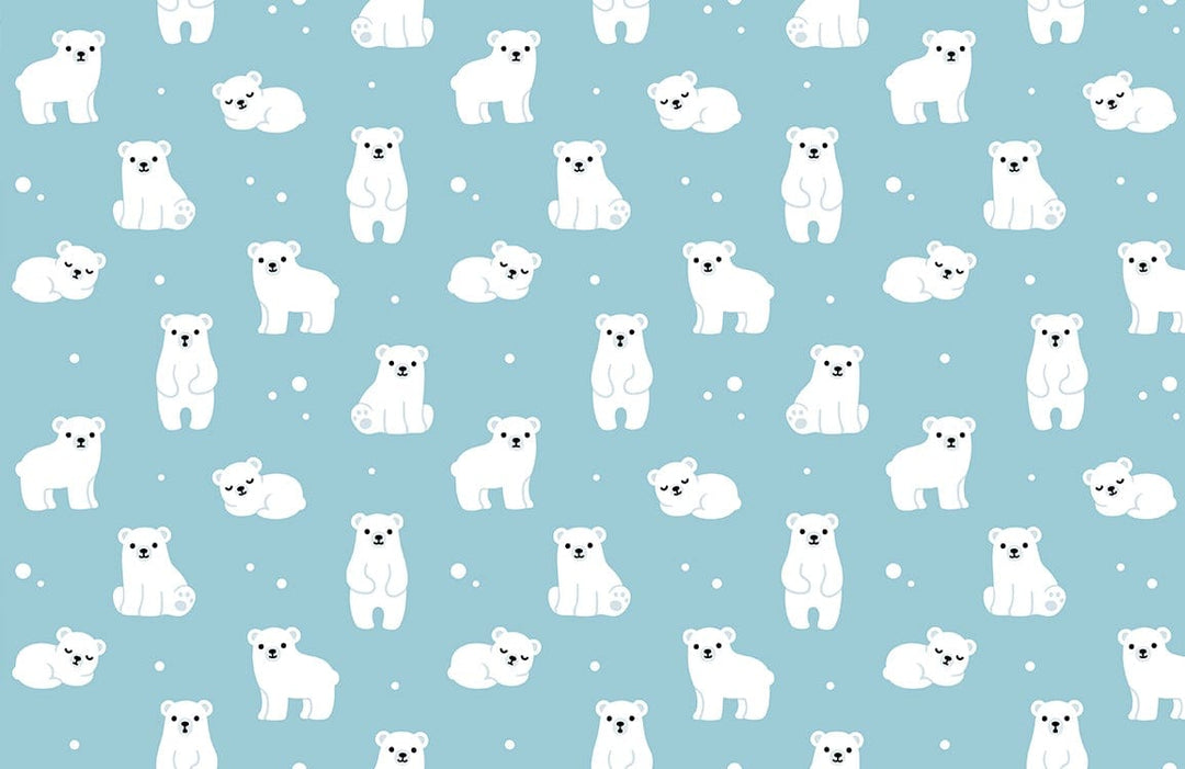 Polar Bear Wonderland Blue Children's Nursery Wallpaper Pattern Design