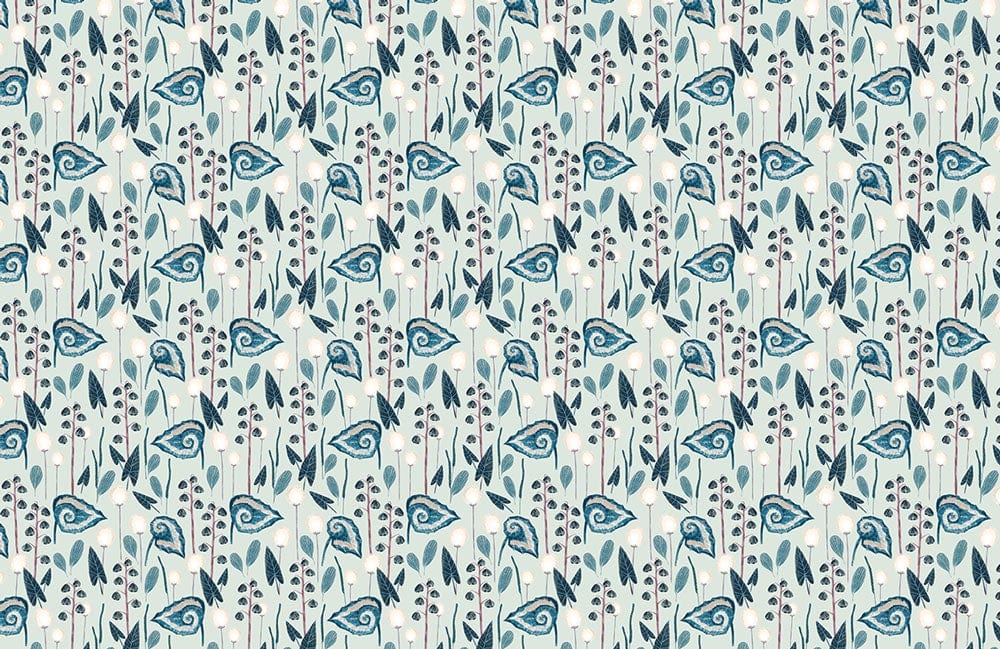 Vintage Blue Floral Pattern Wallpaper with Retro Botanical Design Charm