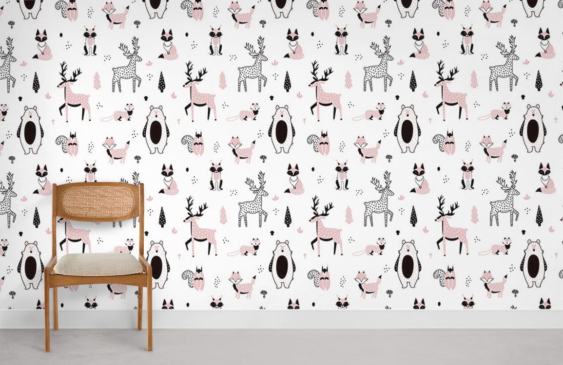 Fox and Deer Wallpaper Mural