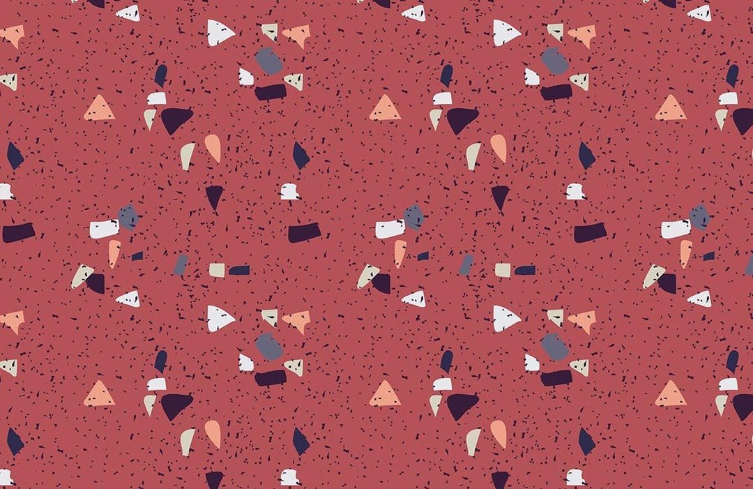 Retro Abstract Terracotta Geometric Pattern Wallpaper for Stylish Interior Decor