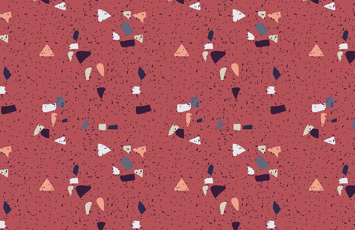 Retro Abstract Terracotta Geometric Pattern Wallpaper for Stylish Interior Decor