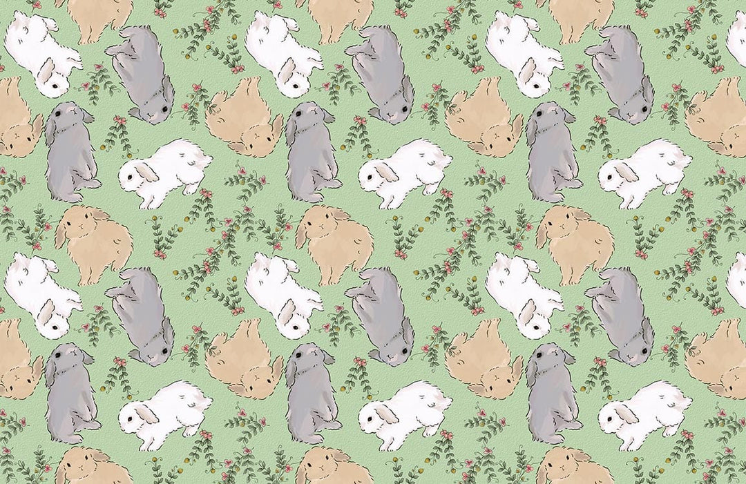 Whimsical Pastel Bunny Pattern Wallpaper for Playful Children's Rooms Decor
