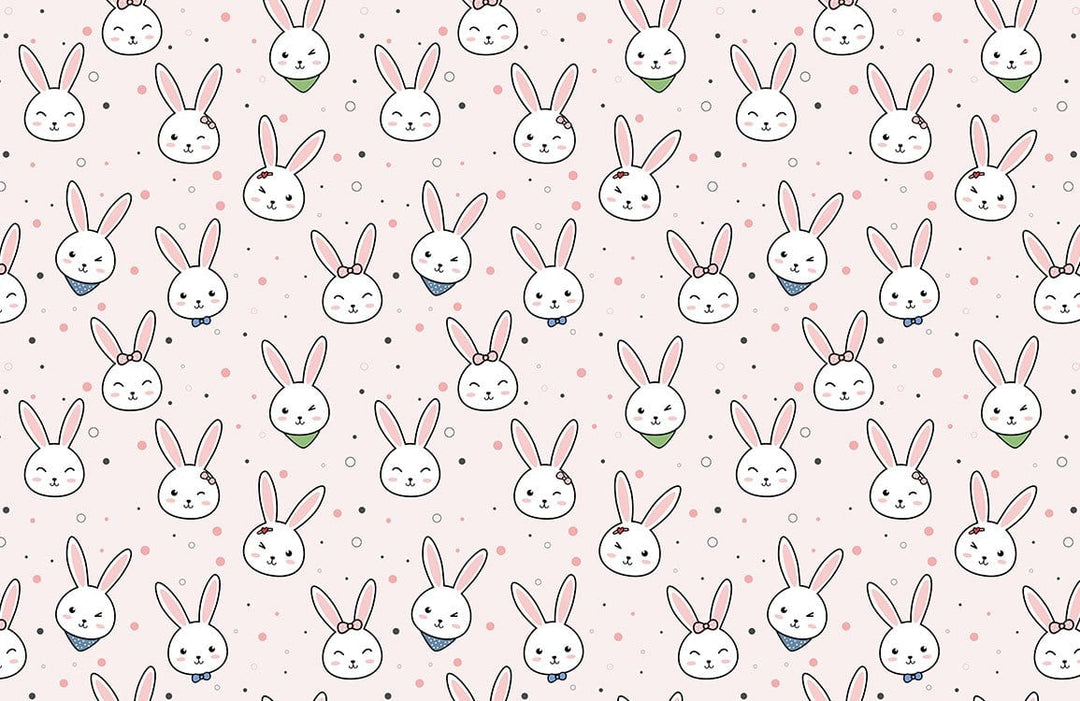 Charming Pastel Bunny Pattern Wallpaper for Playful Nursery Décor