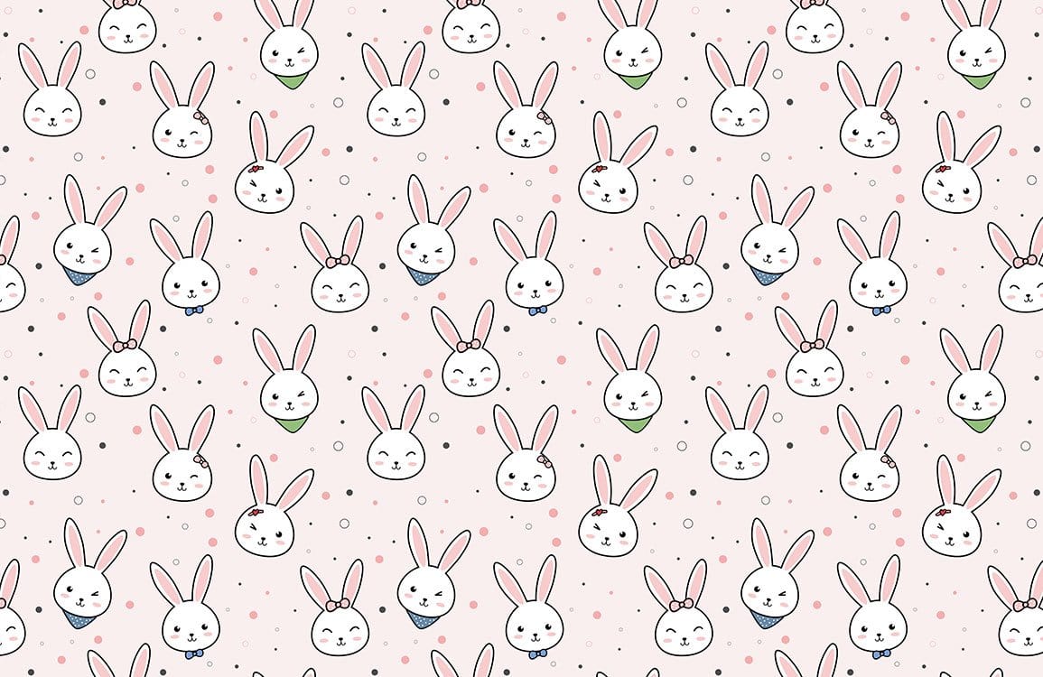 Charming Pastel Bunny Pattern Wallpaper for Playful Nursery Décor