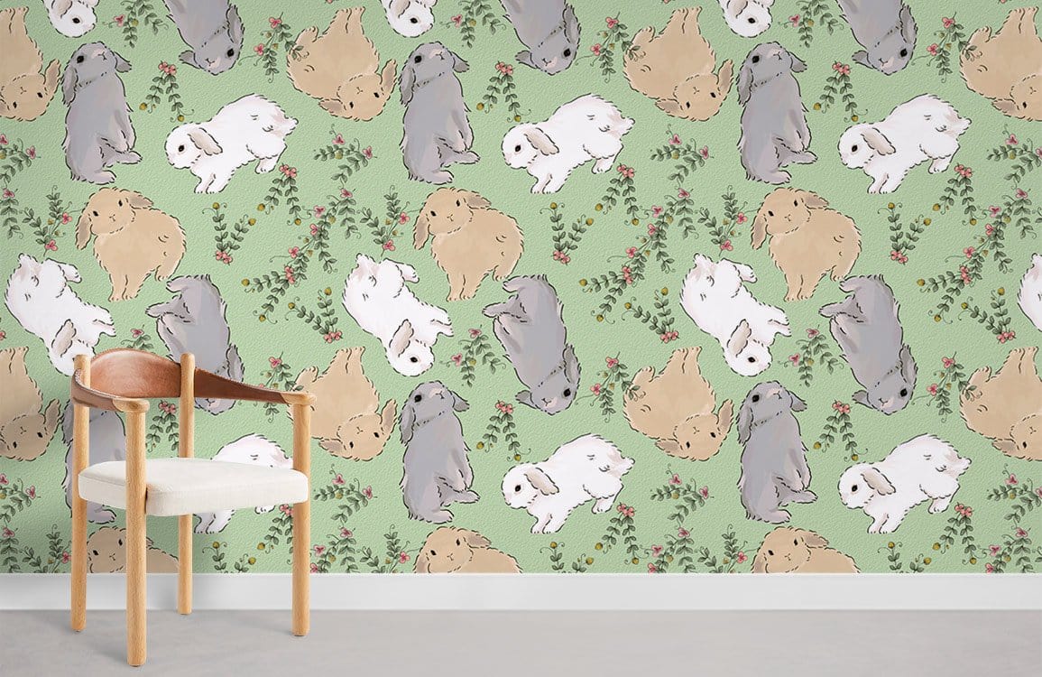 Little Rabbits Wallpaper Mural Room