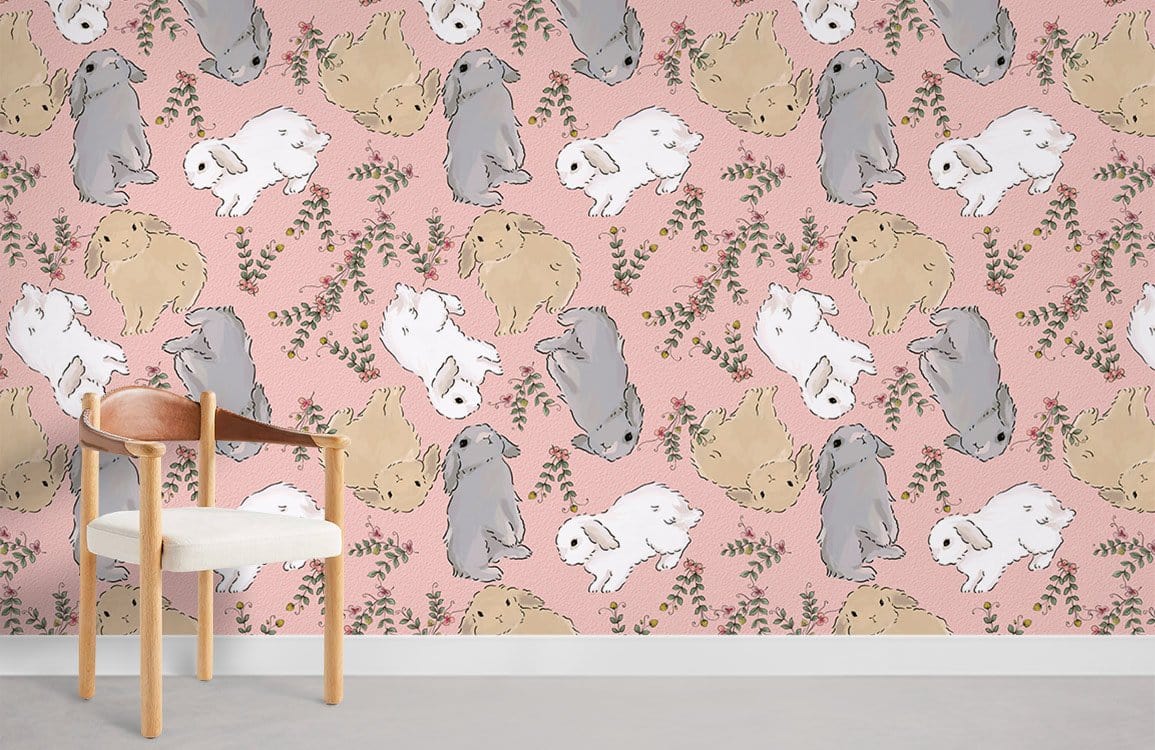 Little Rabbits Wallpaper Mural Room