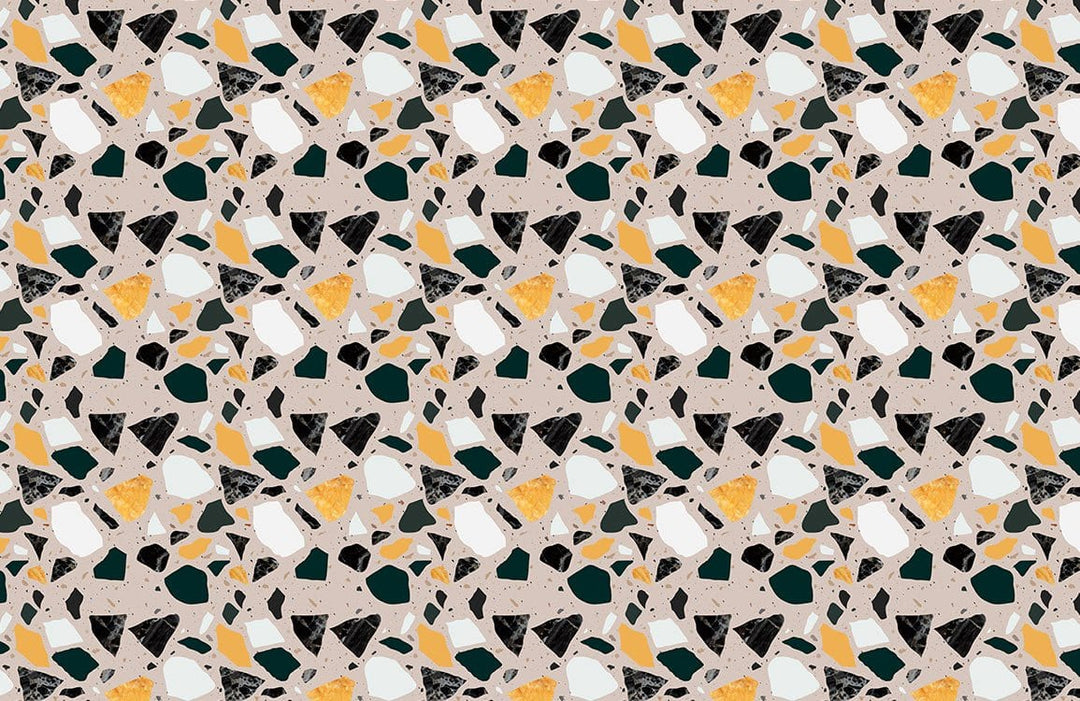 Eclectic Geometric Patterned Wallpaper in Warm Earthy Tones for Interiors