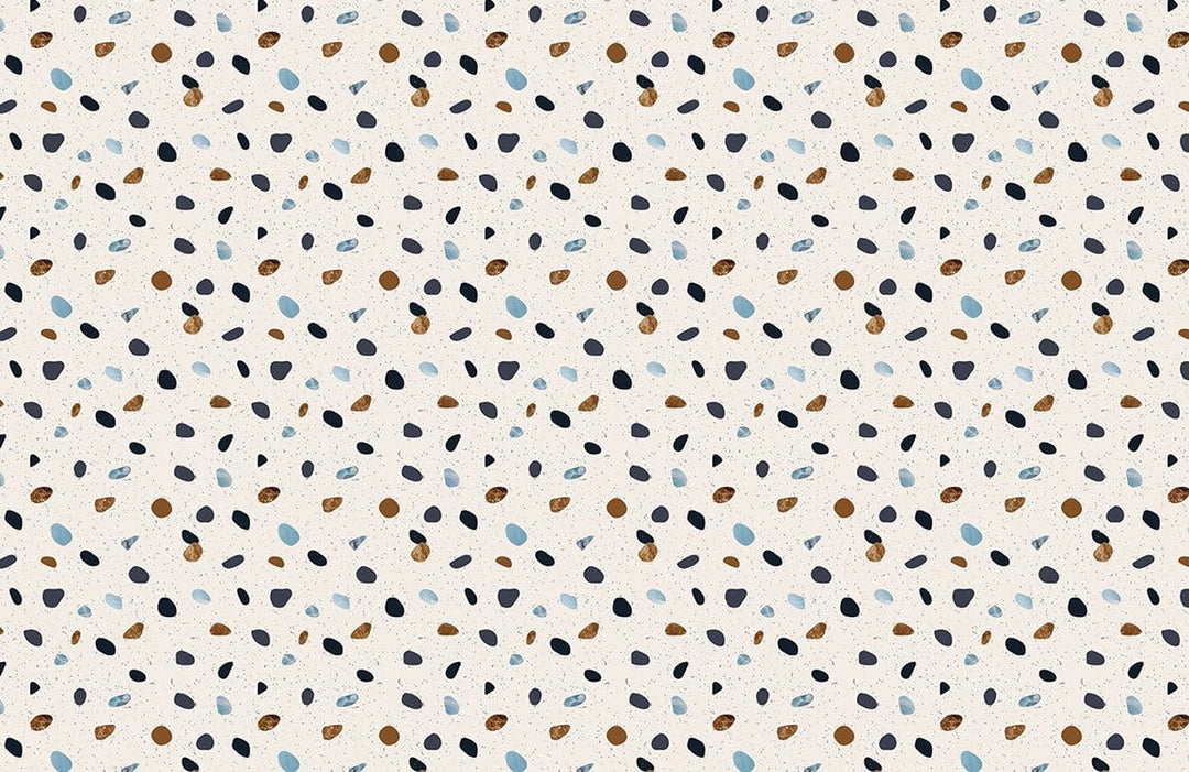 Contemporary Terrazzo Pattern Wallpaper in Neutral and Blue Tones
