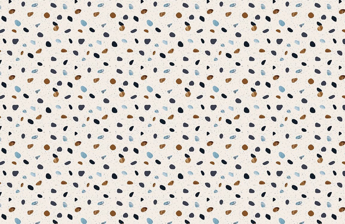 Contemporary Terrazzo Pattern Wallpaper in Neutral and Blue Tones