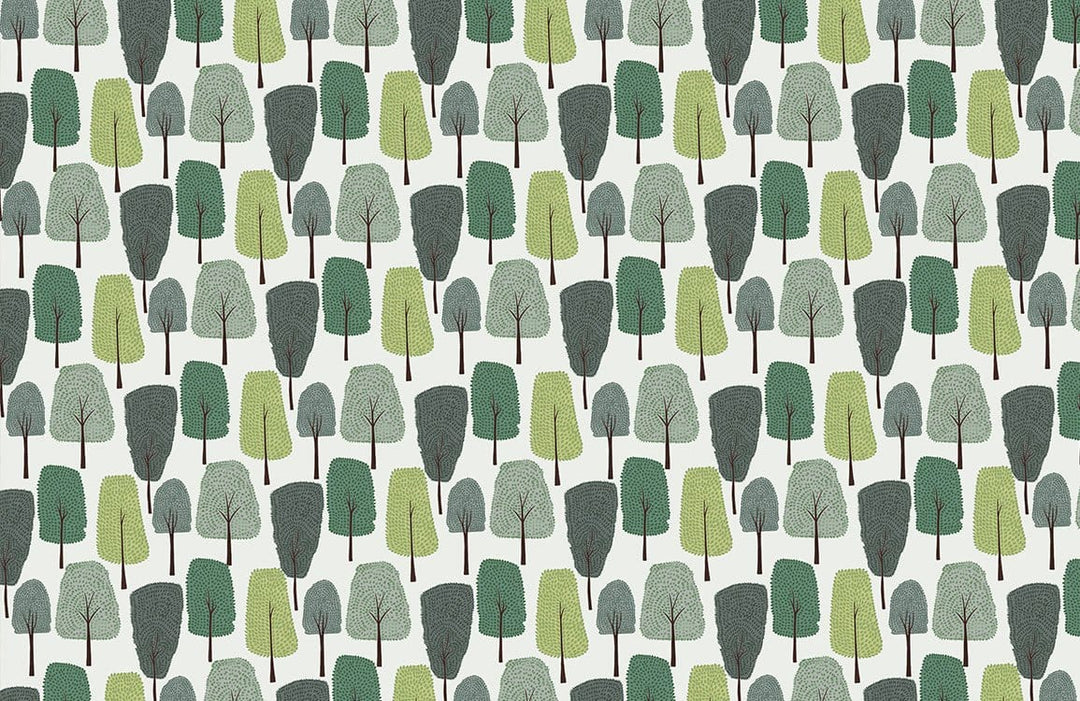 Green Scandinavian Forest Patterned Wallpaper - Nature Inspired Interior Design