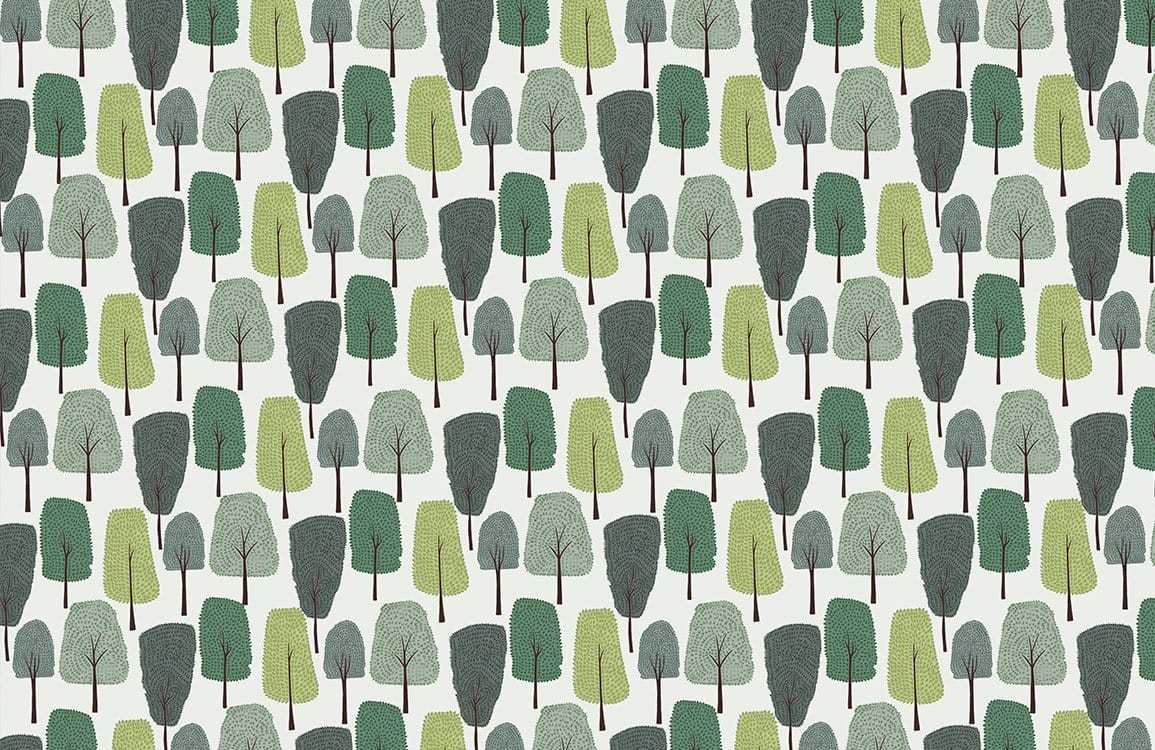 Little Cartoon Trees Wallpaper Mural