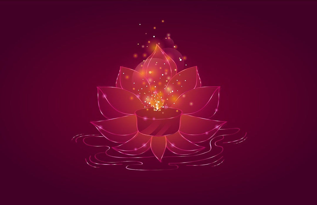 Elegant Lotus Blossom Mural Wallpaper in Radiant Red with Sparkling Accents