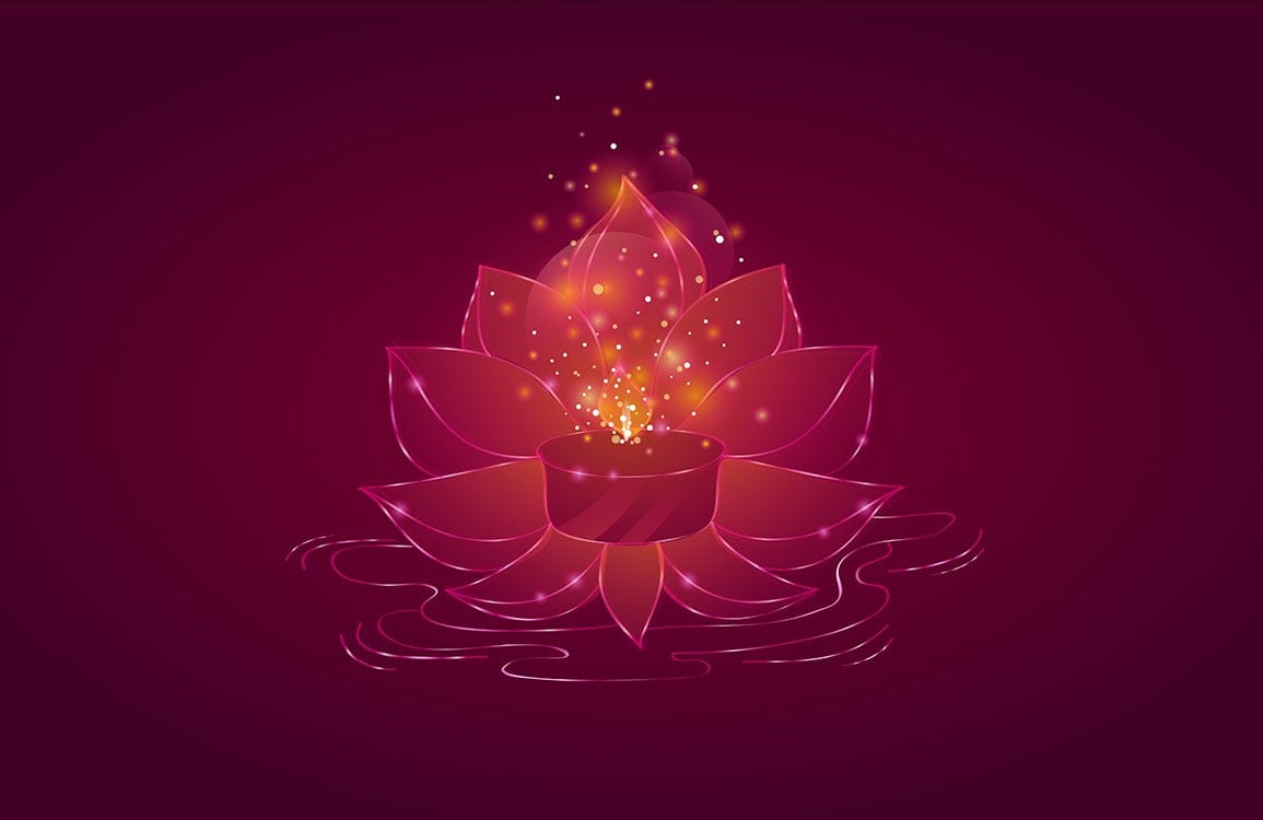 Elegant Lotus Blossom Mural Wallpaper in Radiant Red with Sparkling Accents