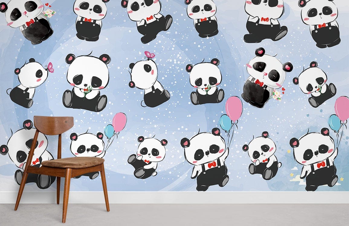Lovely Pandas Animal Mural Wallpaper Room