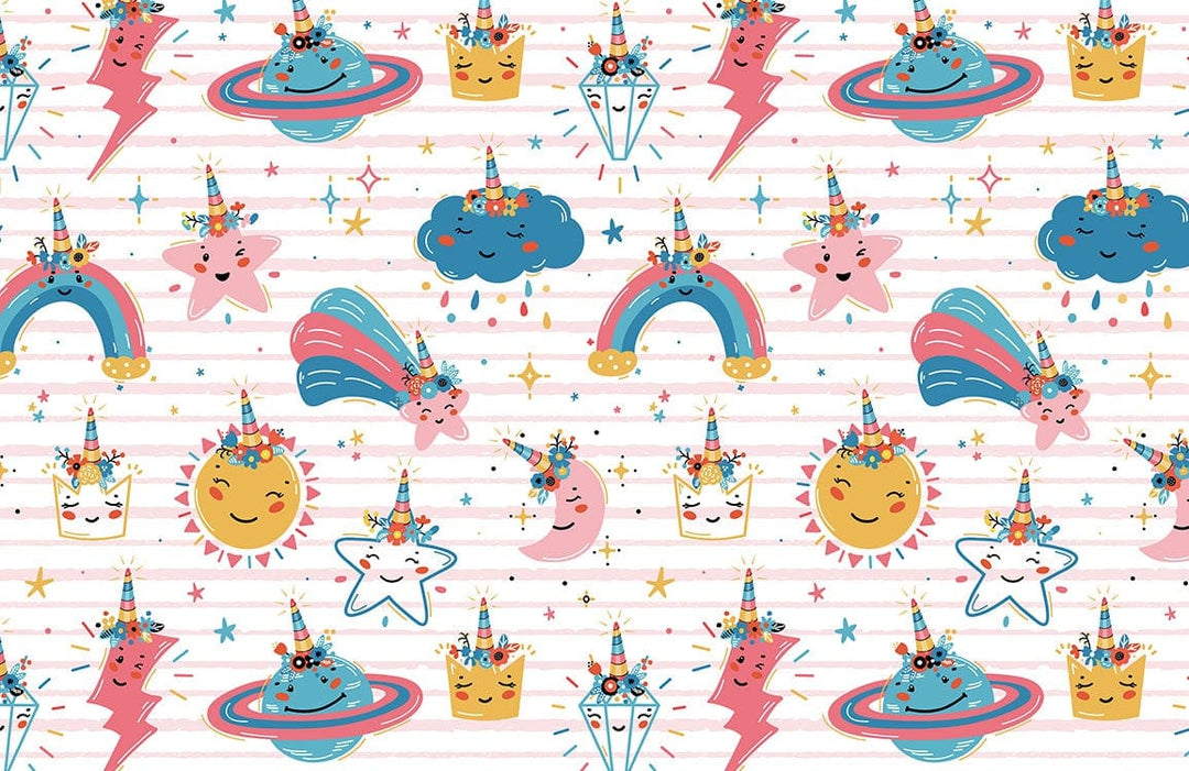 Enchanting Unicorn Fantasy Children's Colourful Galaxy Nursery Wallpaper Design