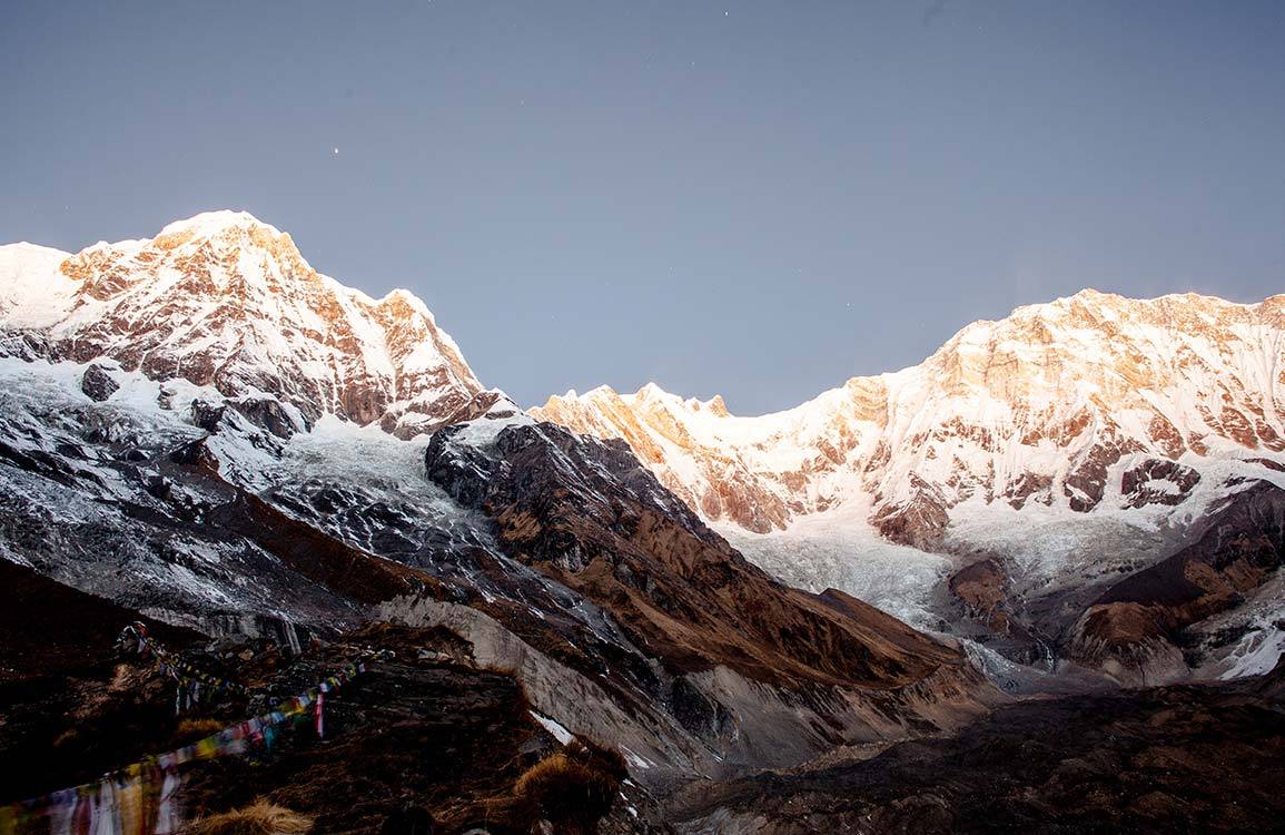 Majestic Mountain Sunset Mural Wallpaper: Serene Himalayan Landscape Panorama