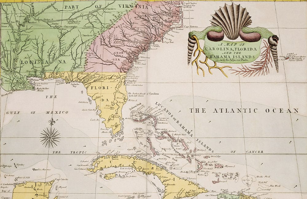 Vintage Caribbean Map Mural Wallpaper - Timeless Nautical Design in Soft Pastels