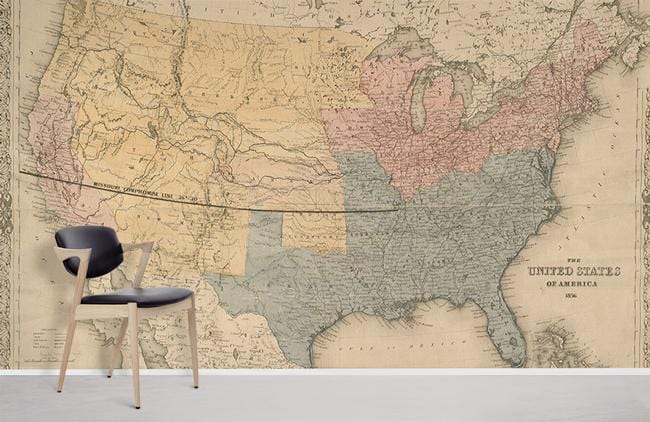 Map of the United States wallpaper mural
