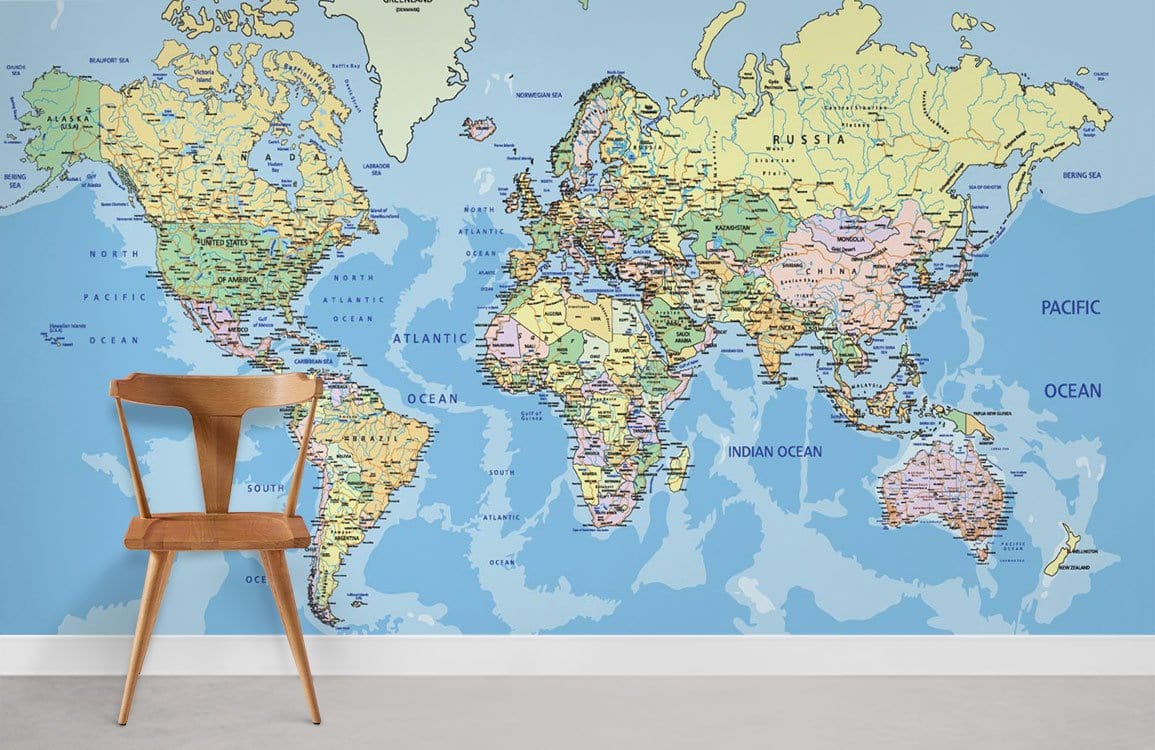 World Map Wallpaper Mural Room