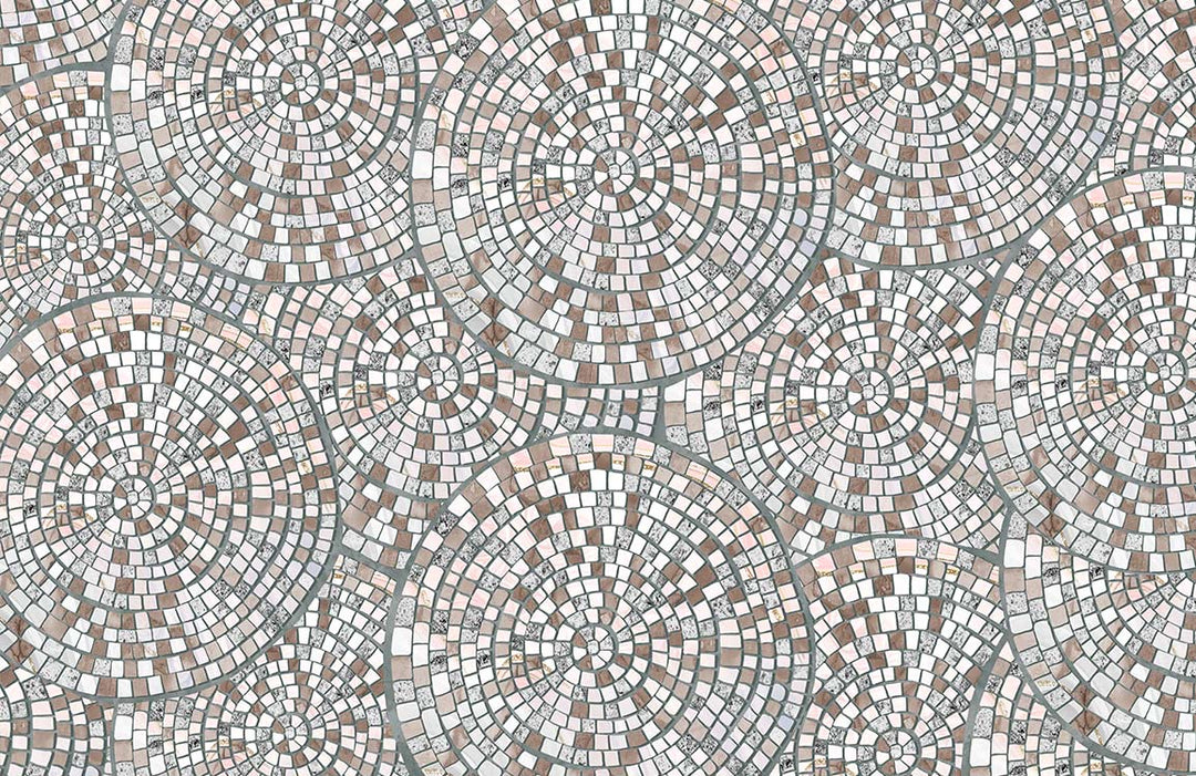 Vintage Mosaic Tile Pattern Wallpaper with Earthy Tones and Intricate Design