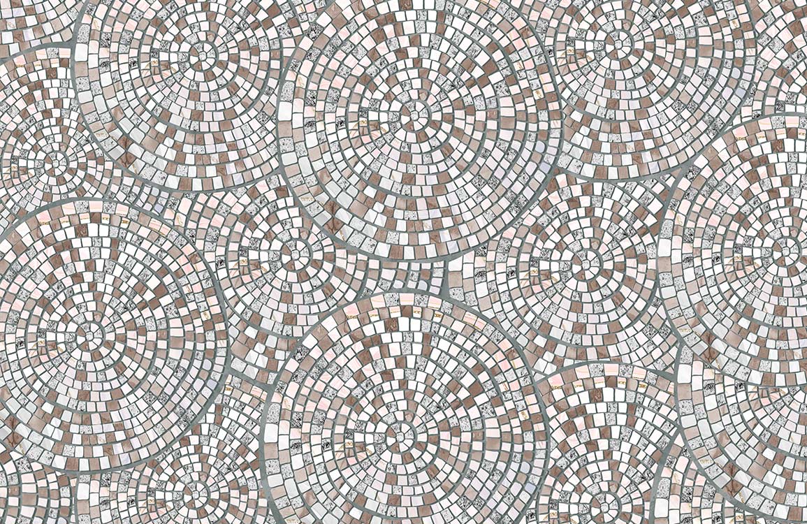 Vintage Mosaic Tile Pattern Wallpaper with Earthy Tones and Intricate Design