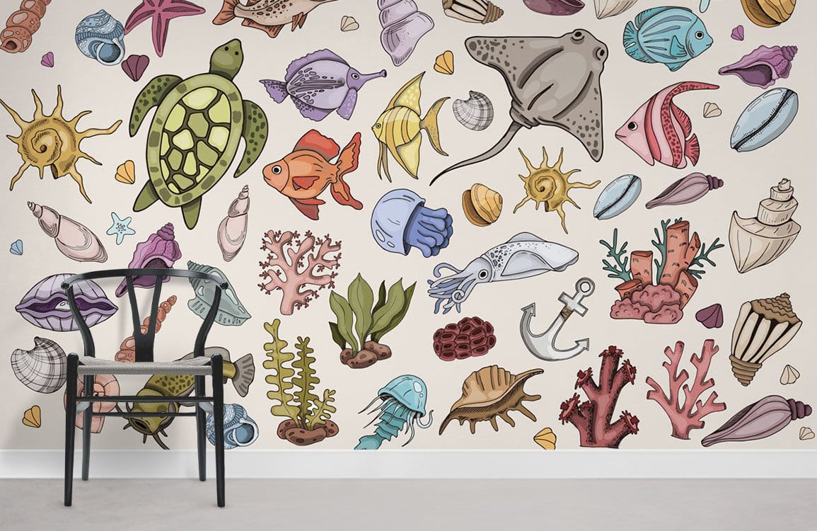 Sea Creatures II Wallpaper Mural