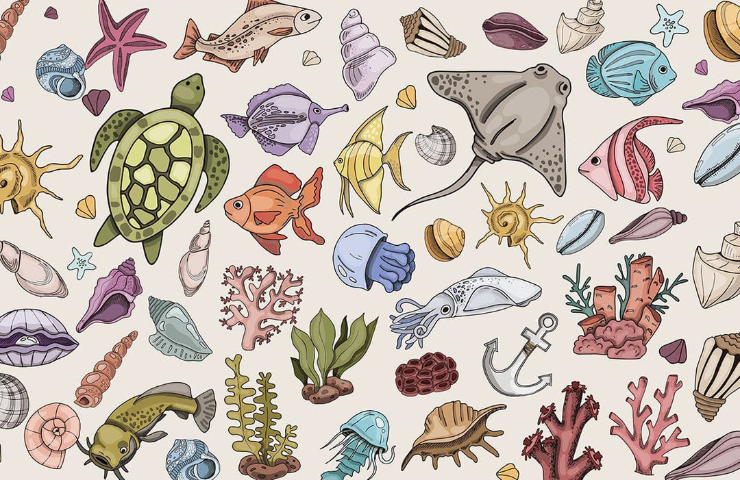 Underwater Adventure Marine Life Mural Wallpaper - Colourful Aquatic Ocean Style Décor