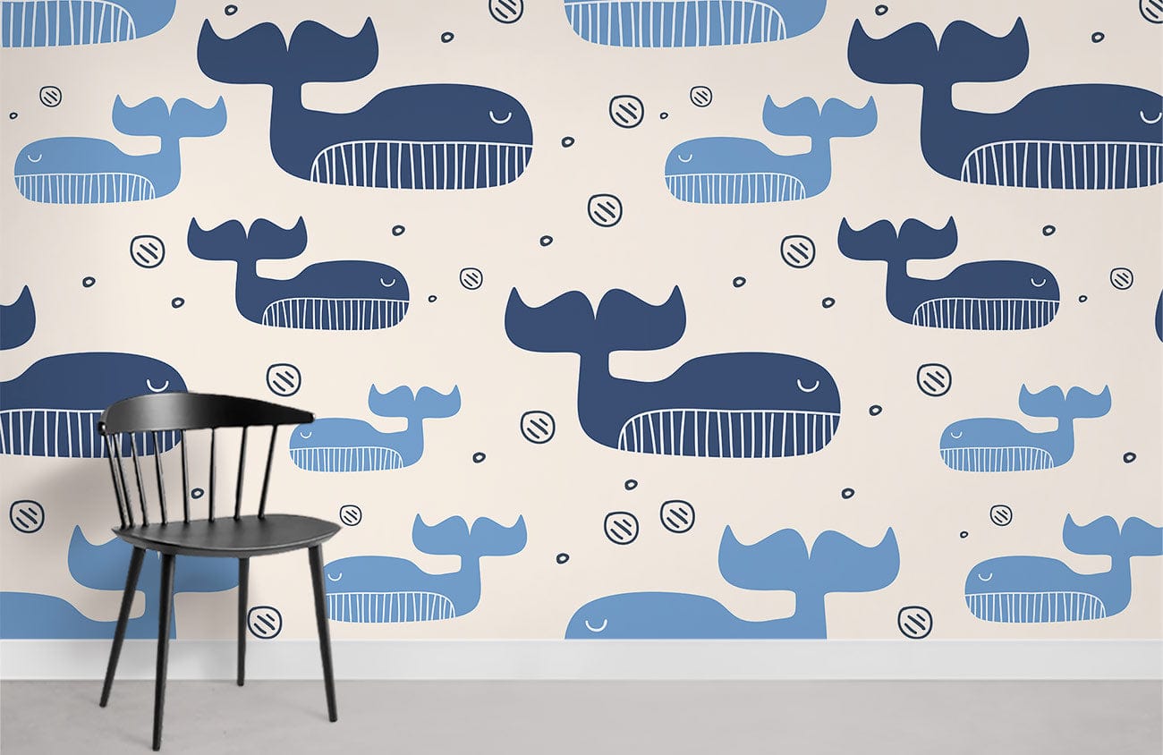 Meditating Whale Mural Wallpaper Room