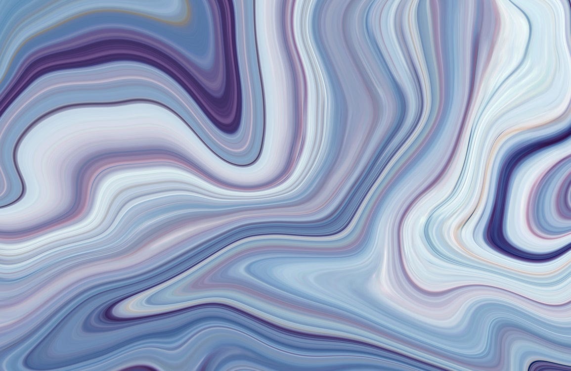 Elegant Swirling Marble Blue and Purple Abstract Artistic Wallpaper Mural
