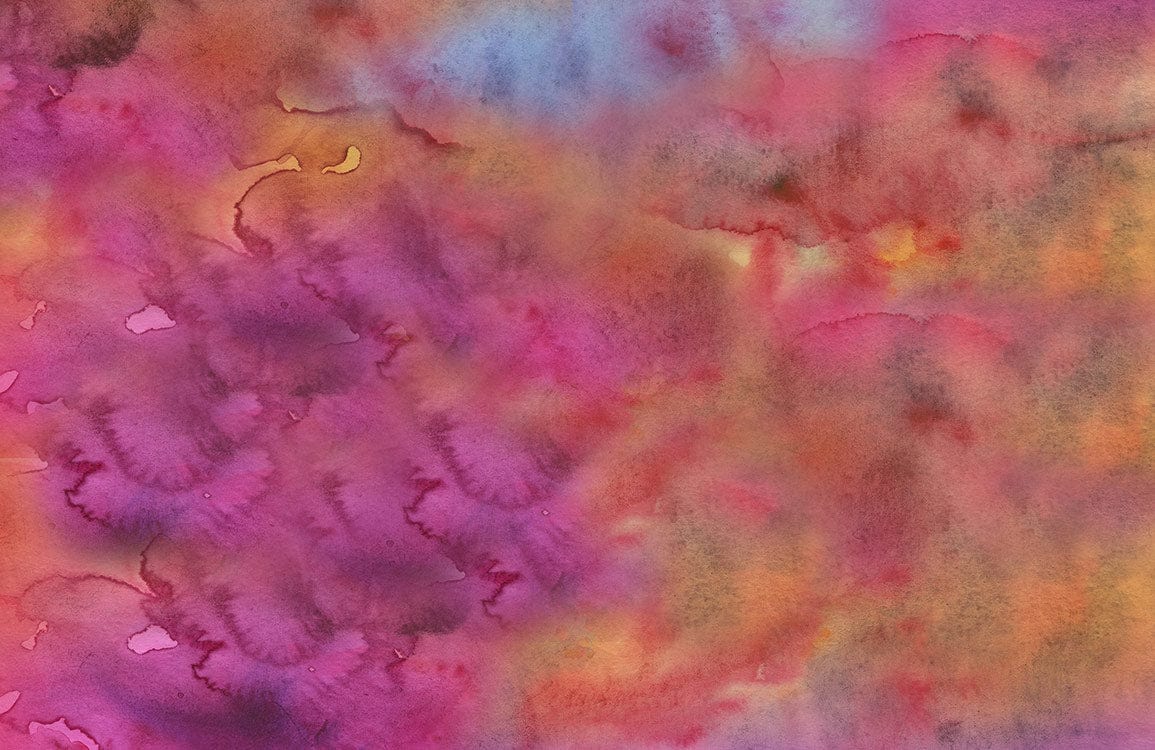 Vibrant Watercolour Floral Mural Wallpaper in Pink, Orange, and Blue Tones