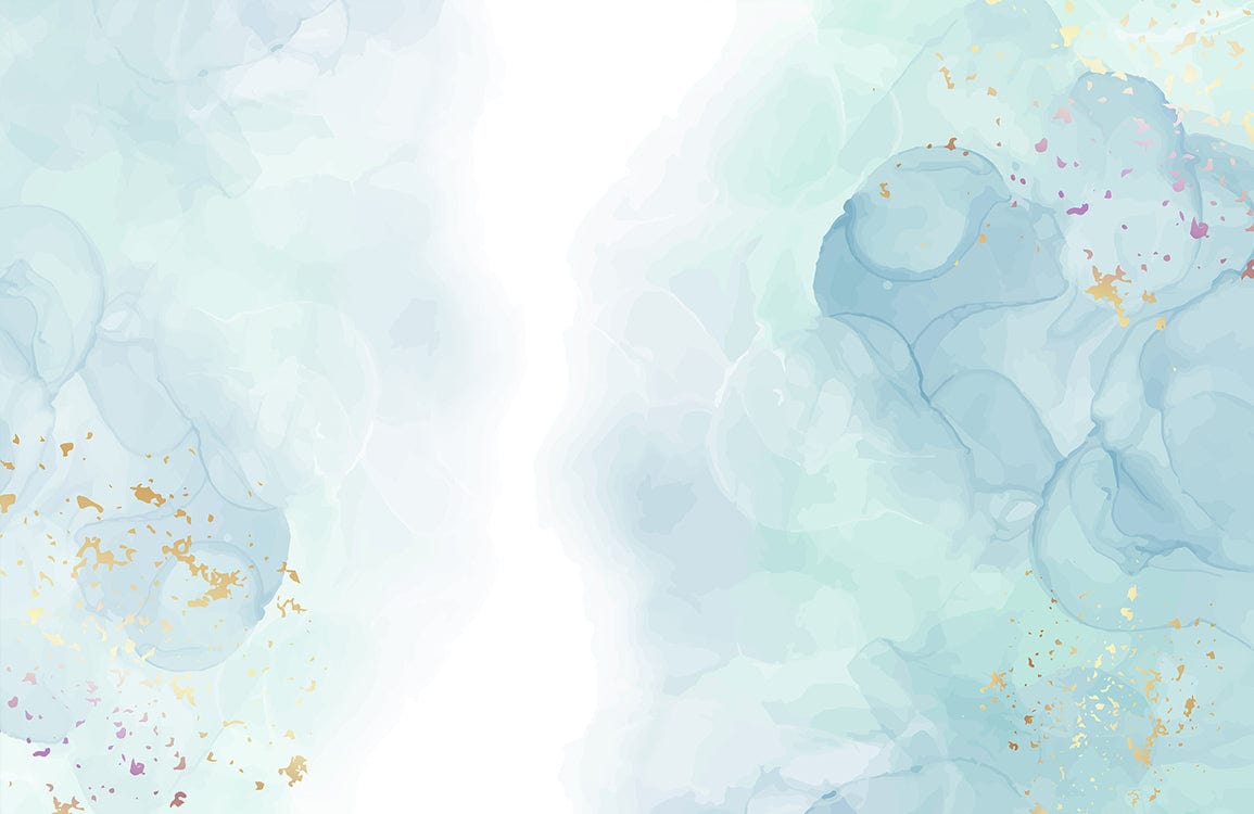 Tranquil Watercolour Bliss: Gold Accents Blue Abstract Wallpaper Mural Design
