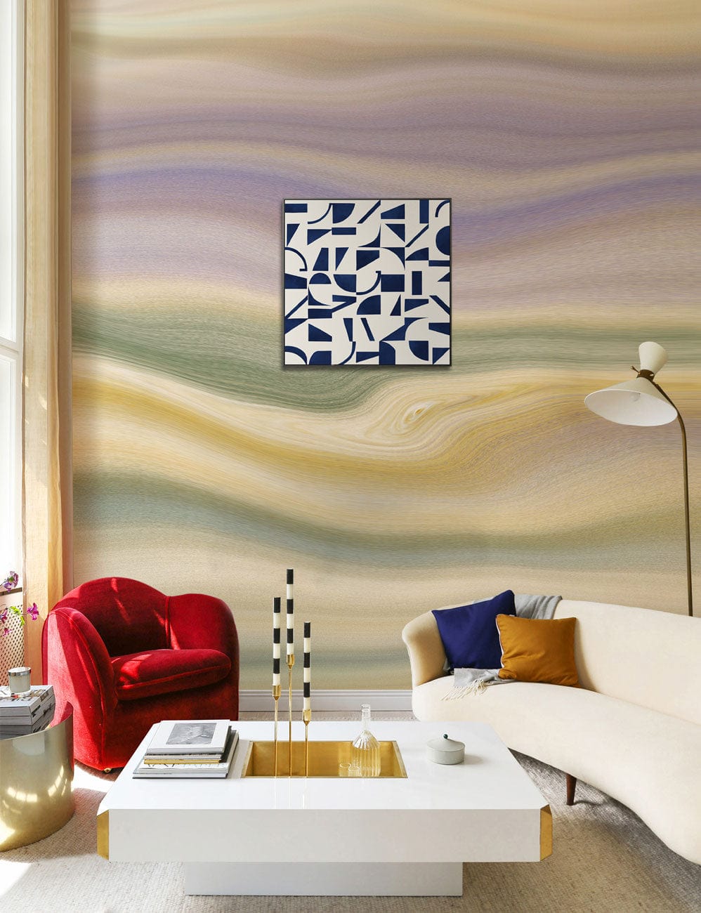 Elegant Pastel Waves: Soft Watercolour Stripes Wallpaper for Modern Décor