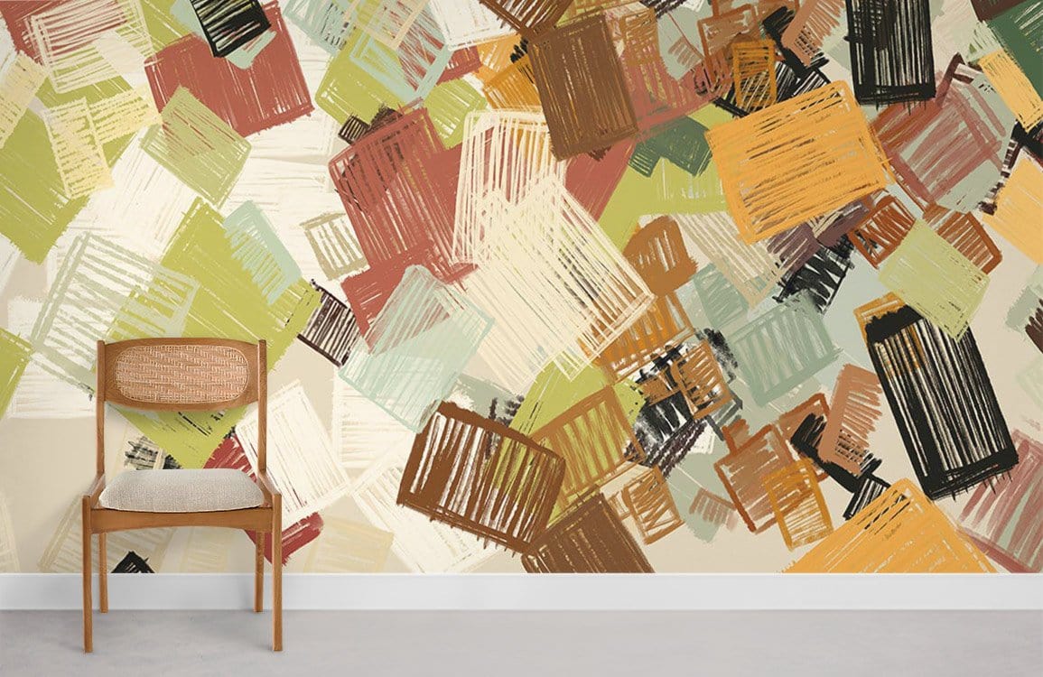 Mesh Blocks Abstract Wallpaper Mural Room