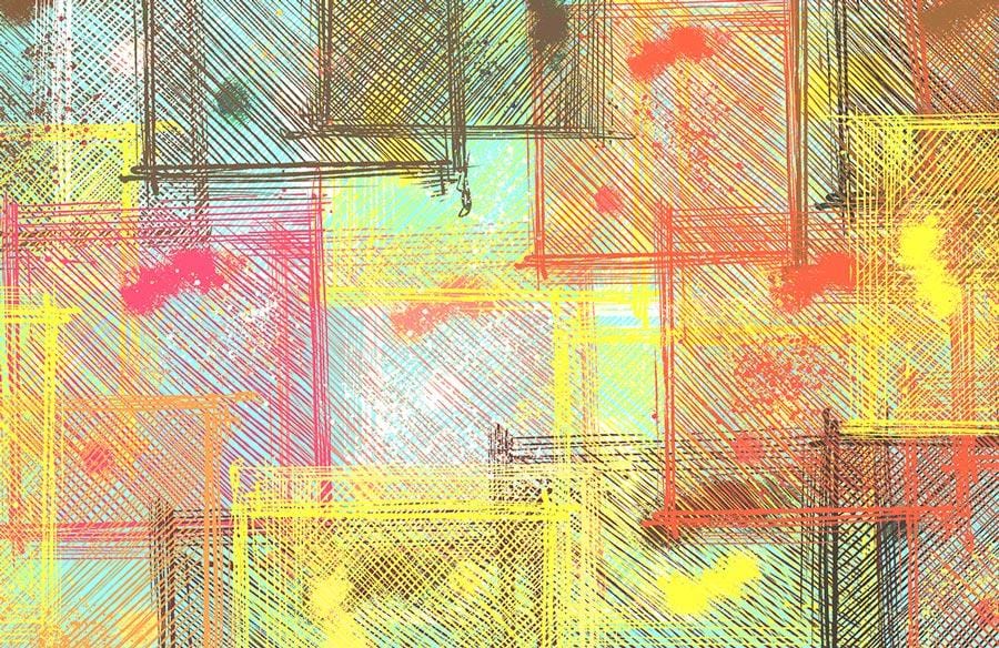 Vibrant Abstract Geometric Pattern Mural Wallpaper in Multicolour Artistic Style