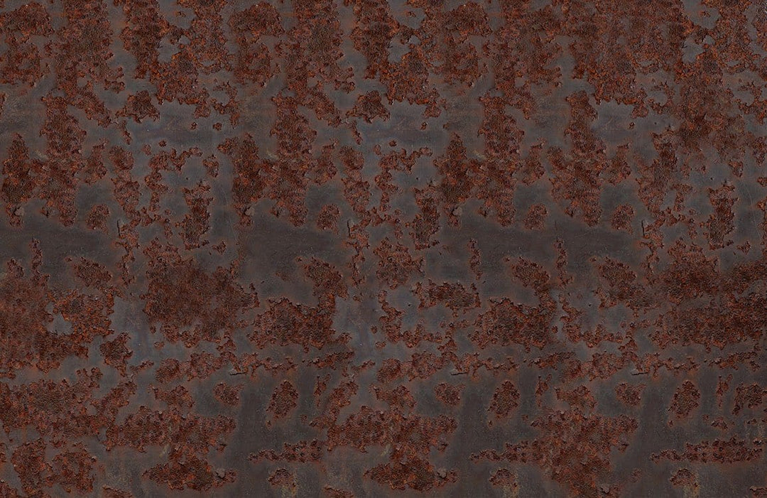 Rustic Industrial Brown and Grey Textured Metal-Effect Mural Wallpaper Design